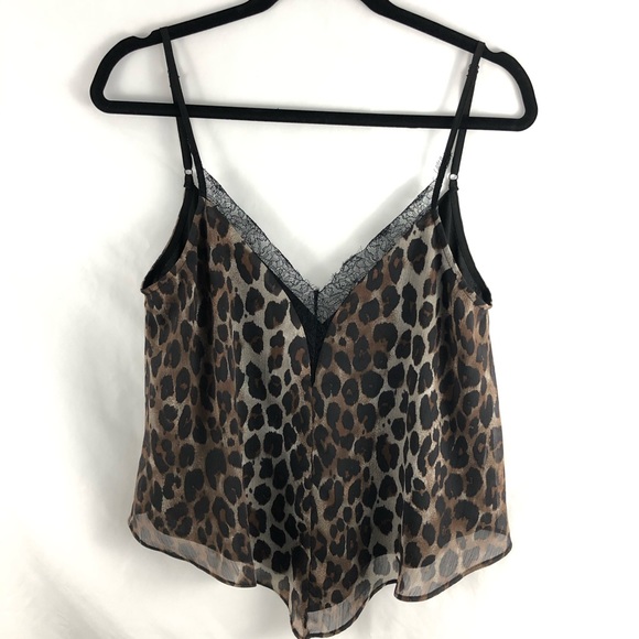 DO+BE Tops - Do + Be Leopard Print Lace Trim Plunge Tank Top